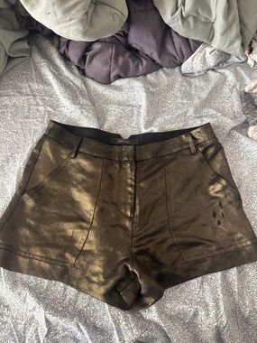BCBGMaxAzria Metallic Bronze High-Waist Dress Shorts